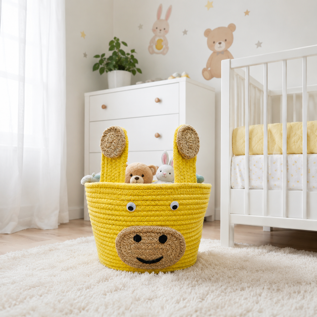 Babble Wrap Jute Cotton Storage Basket - Jolly Giraffe