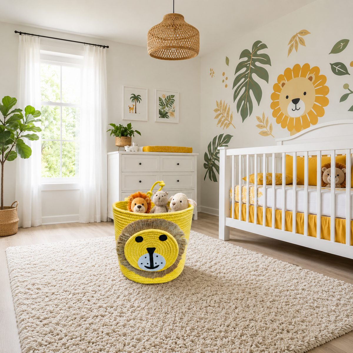 Babble Wrap Jute Cotton Storage Basket - Majestic Roar
