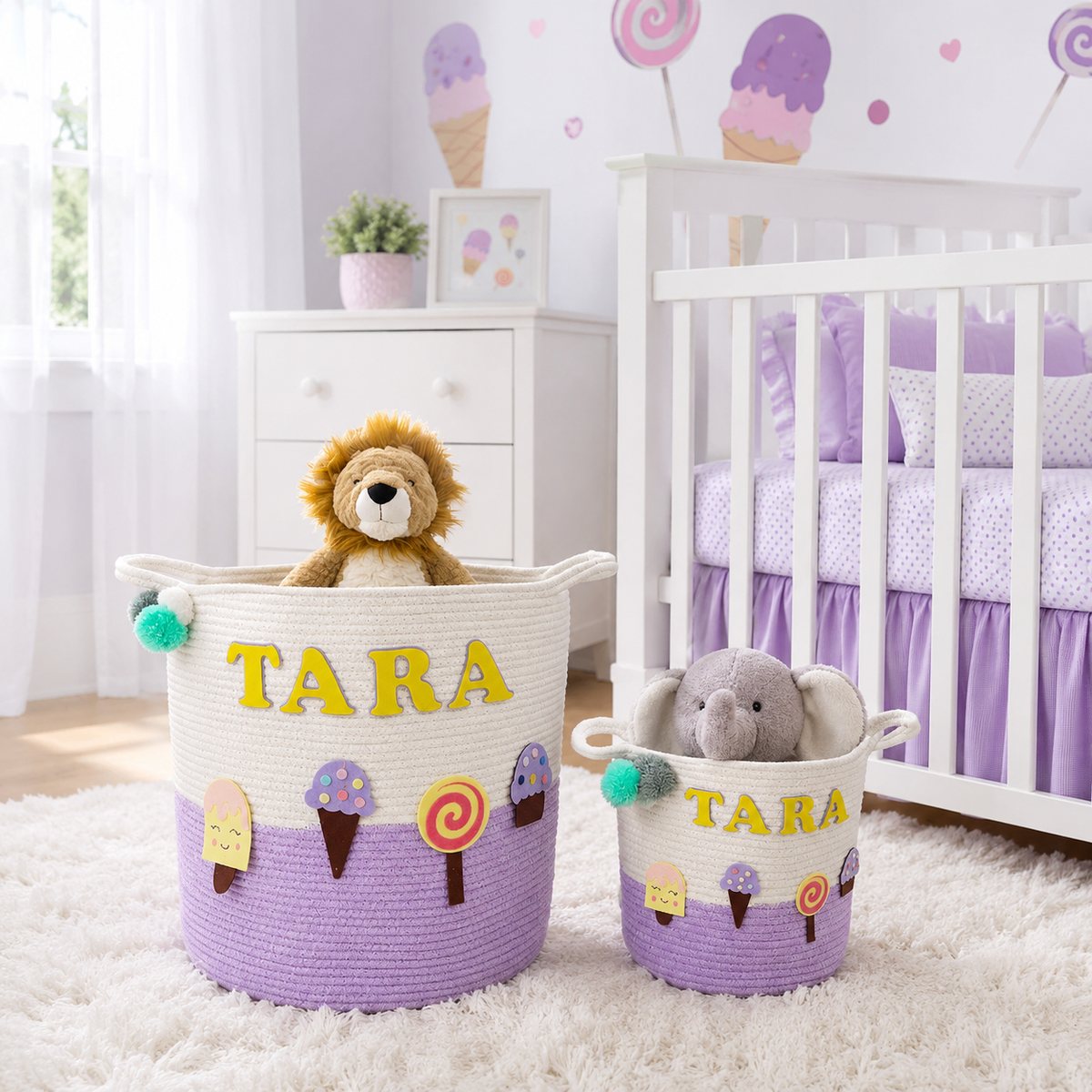 Babble Wrap Jute Cotton Storage Basket - Sweet Treats