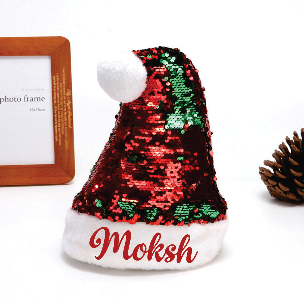 Luxe Sequins Santa Caps - (Green And Red)