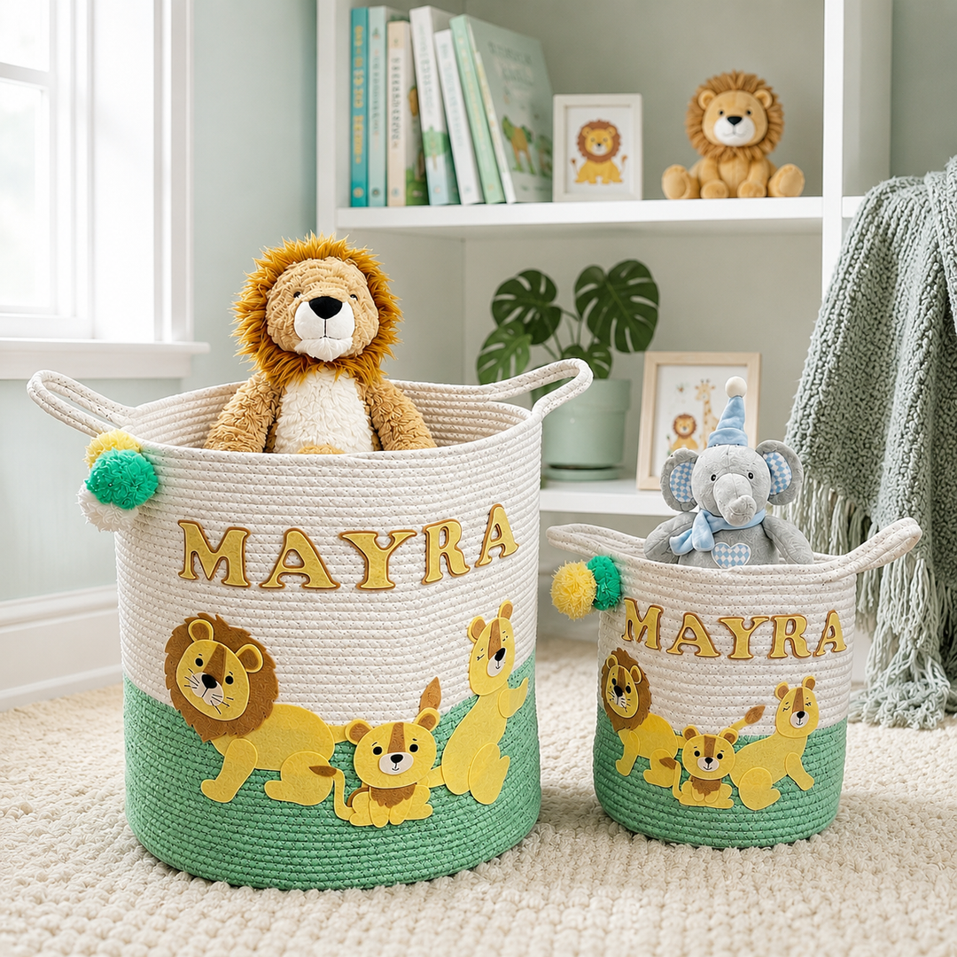 Babble Wrap Jute Cotton Storage Basket - Lions Legacy