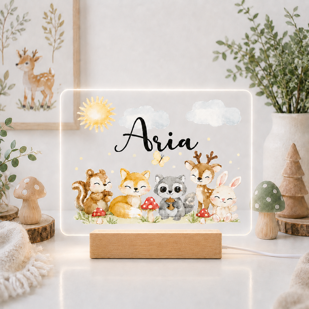 Babble Wrap Acrylic Night Lamp - Woodland Buddies