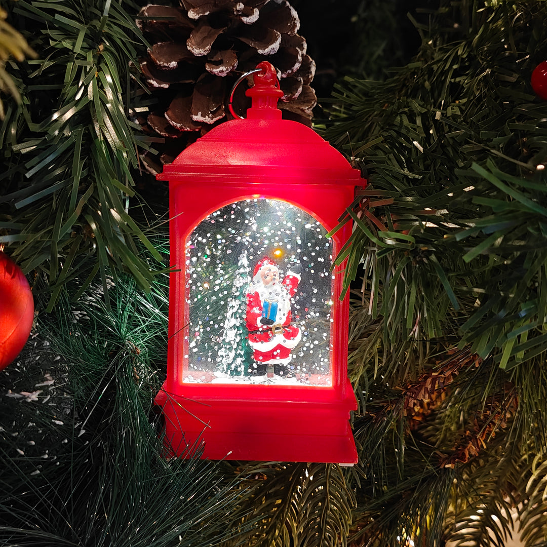 Light-Up Santa Gift Lantern Ornament