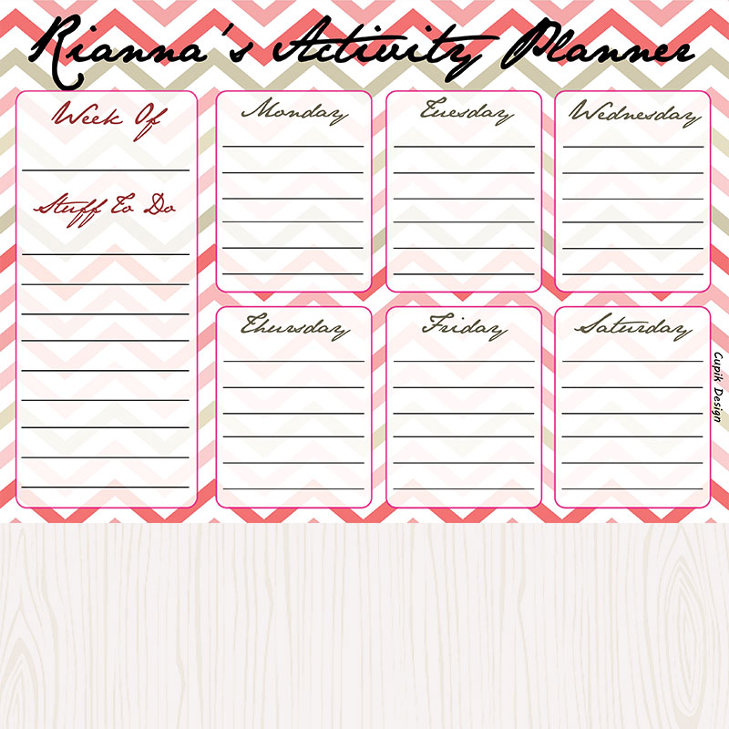 Peach Chevron Activity Planner Pad