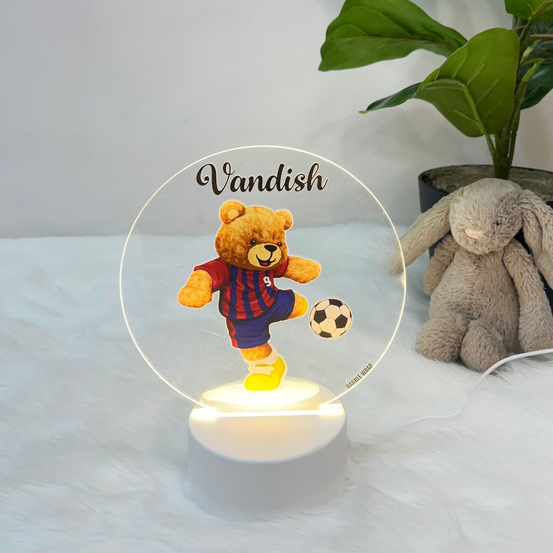 Acrylic LED Night Lamp - Teddy’s Soccer Swing