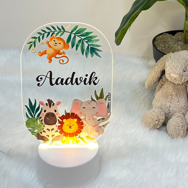 Acrylic LED Night Lamp- Woodland Animals (Oval)