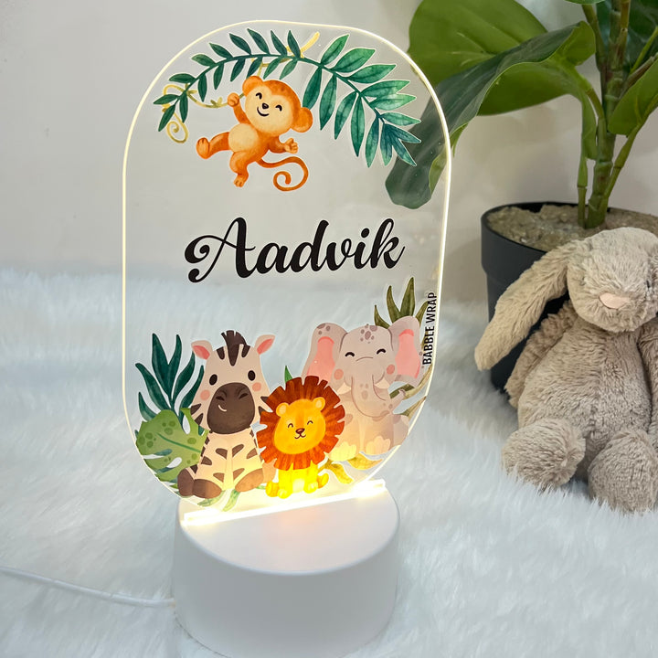 Acrylic LED Night Lamp- Woodland Animals (Oval)