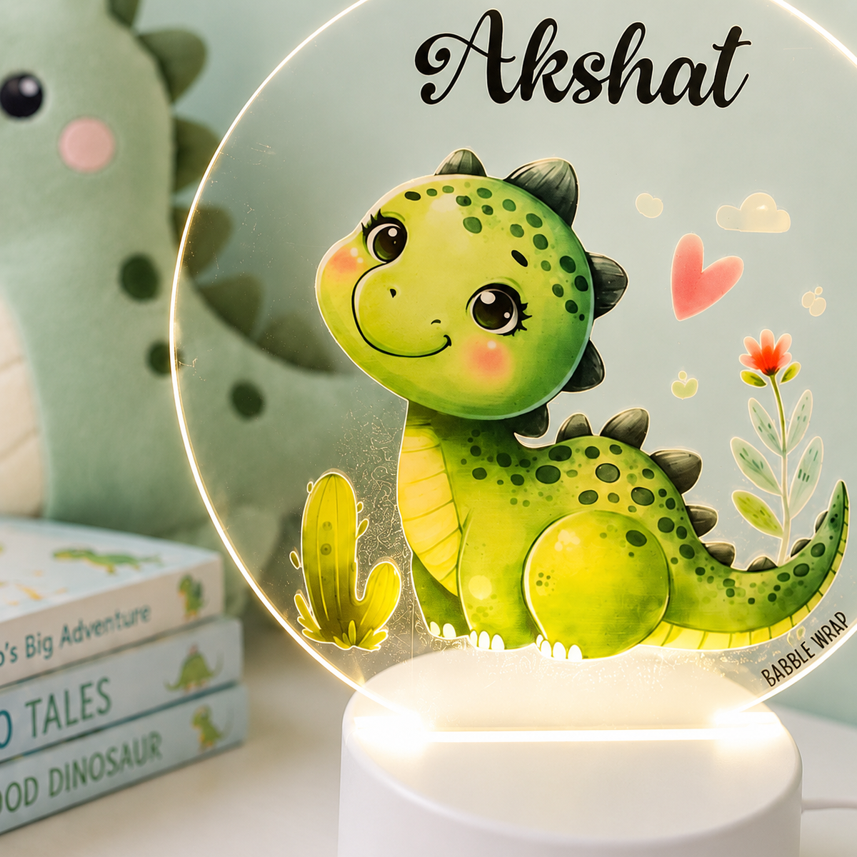Acrylic LED Night Lamp - Dino’s Cheerful Glow