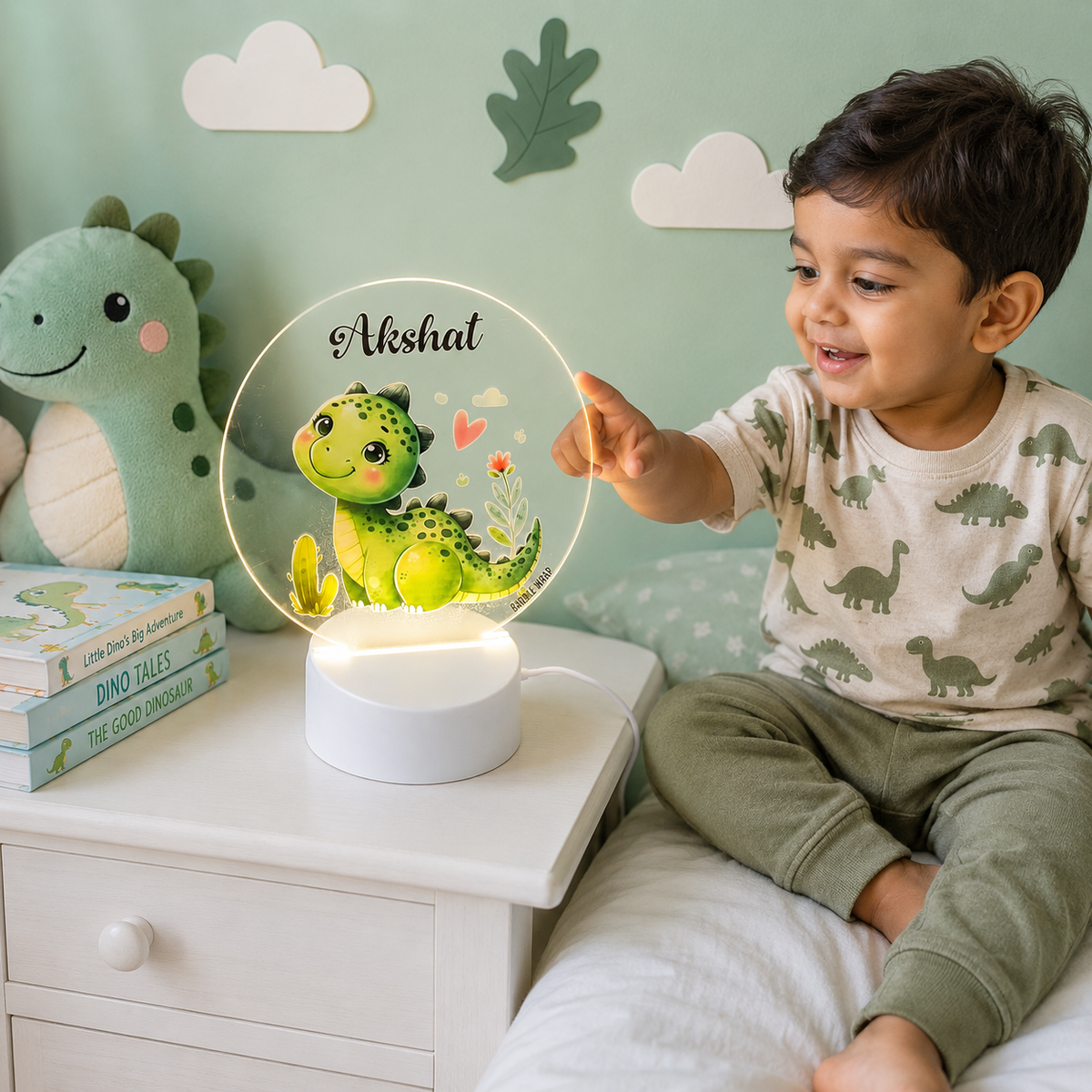 Acrylic LED Night Lamp - Dino’s Cheerful Glow