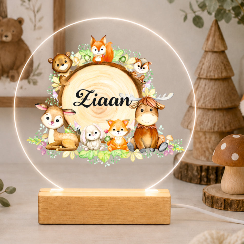 Acrylic LED Night Lamp - Enchanted Forest Friends