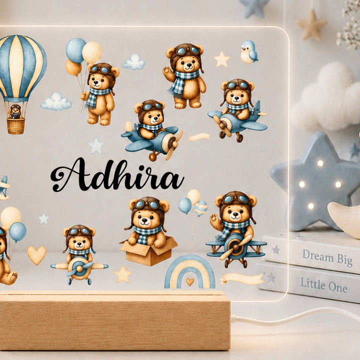 Acrylic LED Night Lamp - Little Aviator Bears