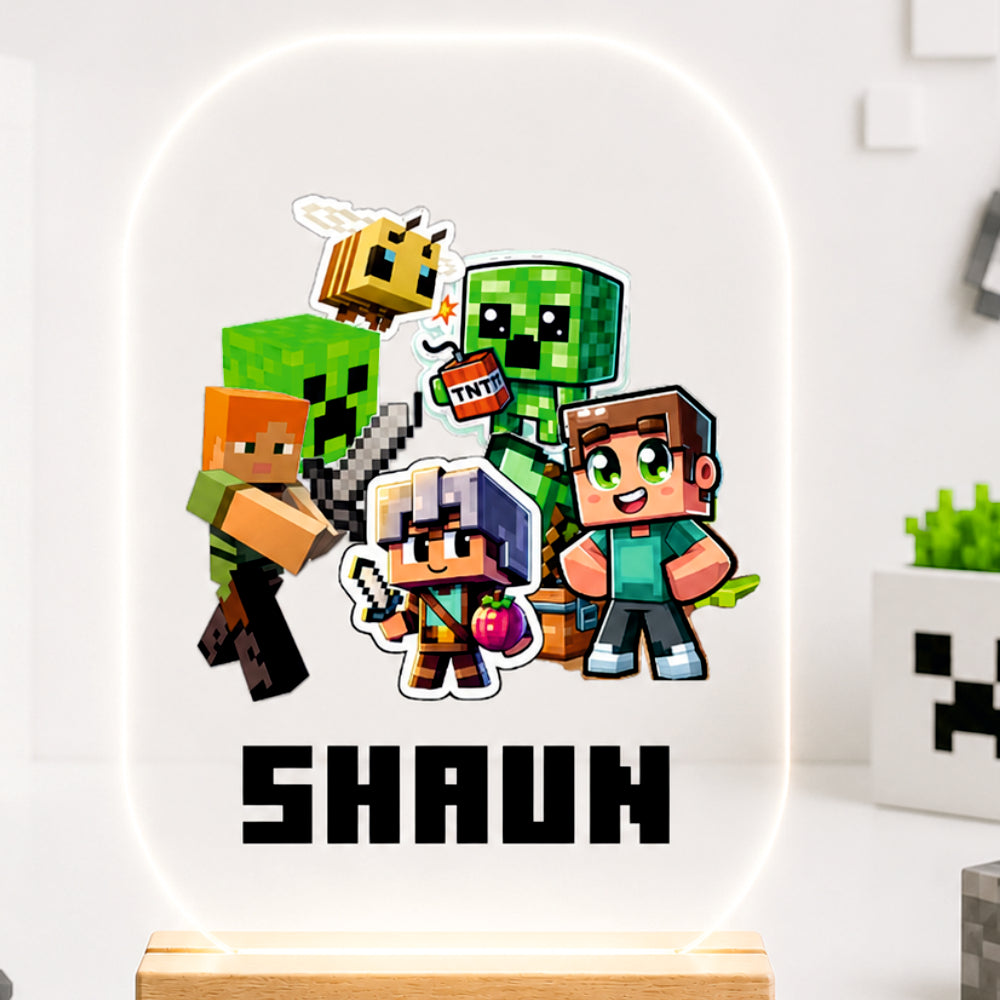 Acrylic LED Night Lamp - Pixel Craft Heroes
