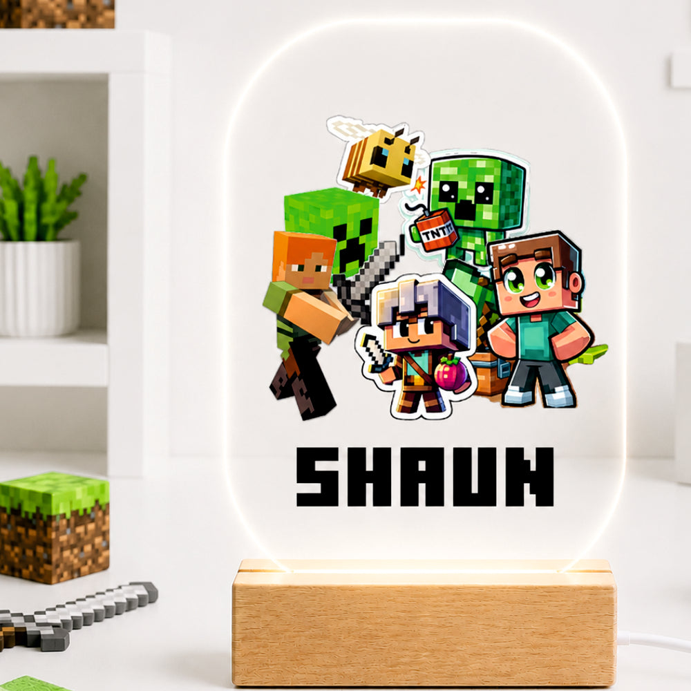 Acrylic LED Night Lamp - Pixel Craft Heroes