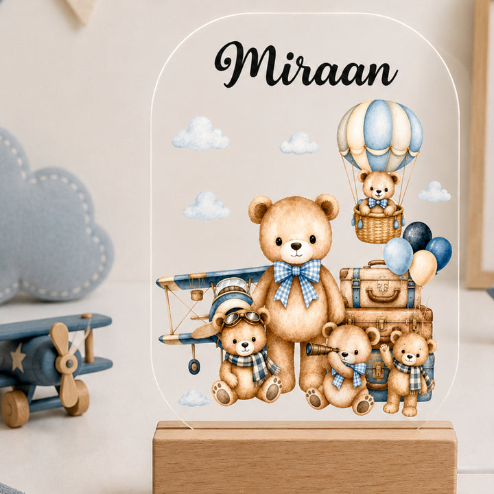 Acrylic LED Night Lamp - Teddy Travel Tales