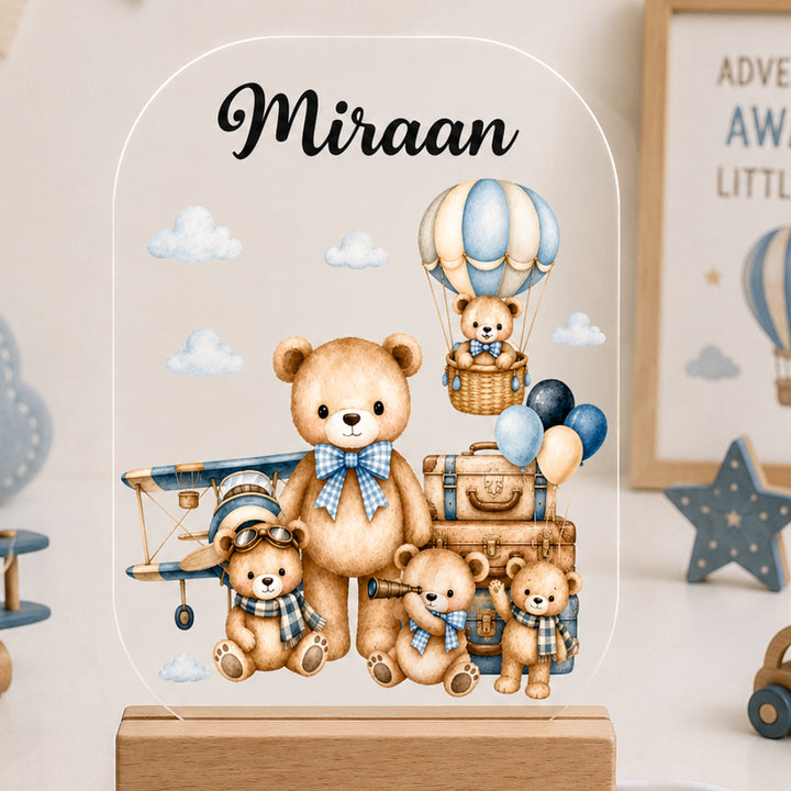 Acrylic LED Night Lamp - Teddy Travel Tales