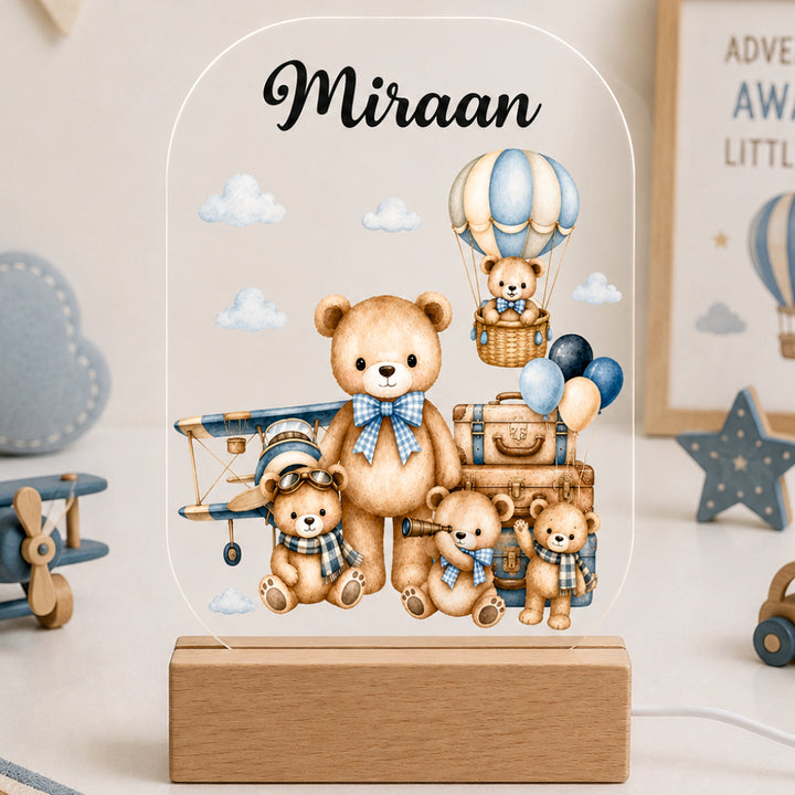 Acrylic LED Night Lamp - Teddy Travel Tales