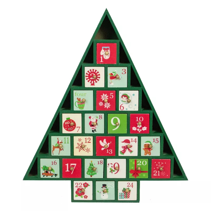 Babble Wrap Wooden Advent Calendar (Green Tree of Treasures)