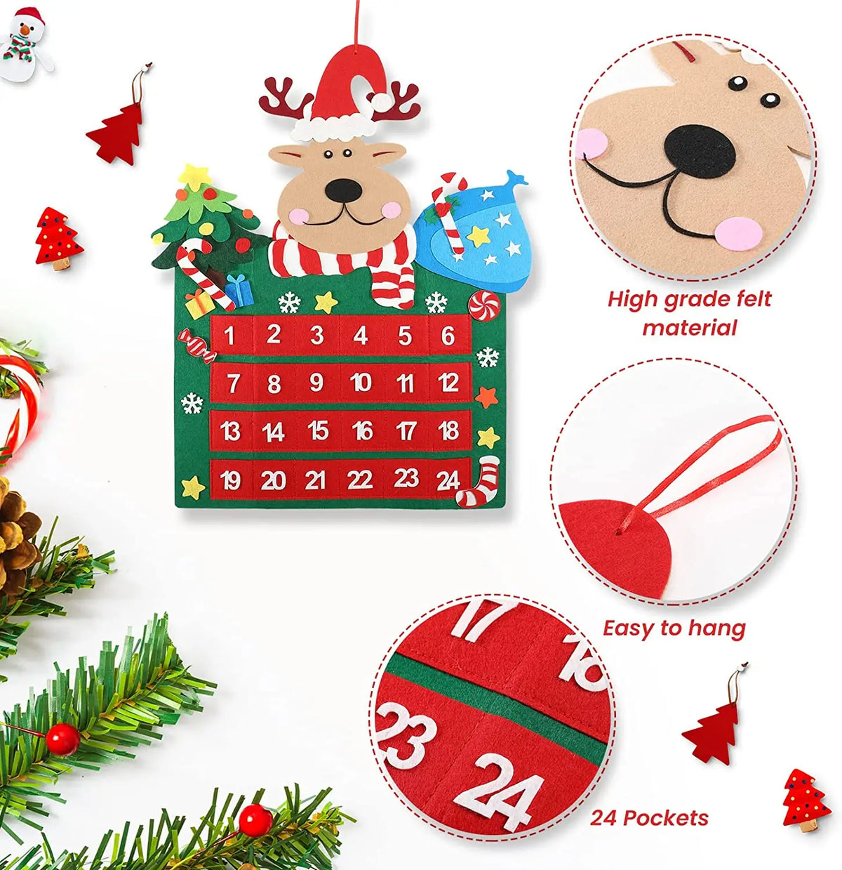 Babble Wrap 25" Felt Advent Calendar (Magical Reindeer Journey)