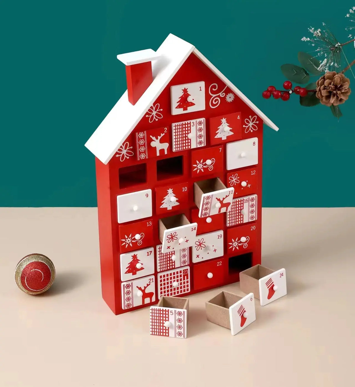 Babble Wrap Wooden Advent Calender (Crimson Cottage)