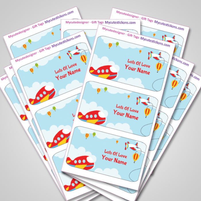 Personalised Gift Sticker - Aeroplane - Set of 60