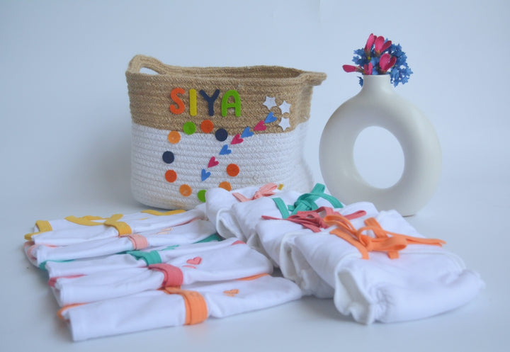 All Hearts Basket - Everyday Essentials Nappy & Vest (Set of 10)