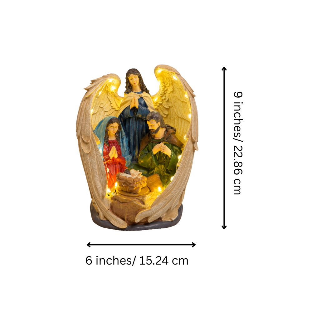 Angel Wings Light-Up Rotating Nativity Scene