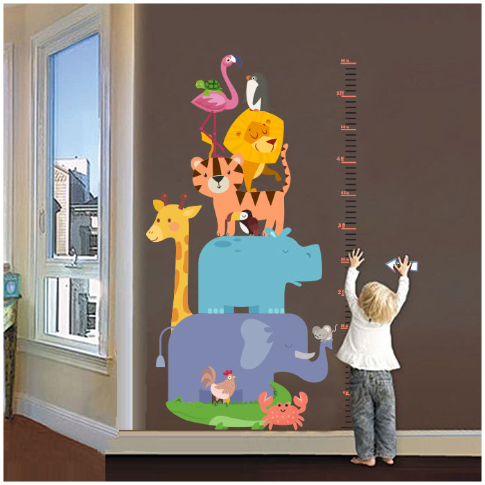 Animals Height Chart Wall Stickers For Kids