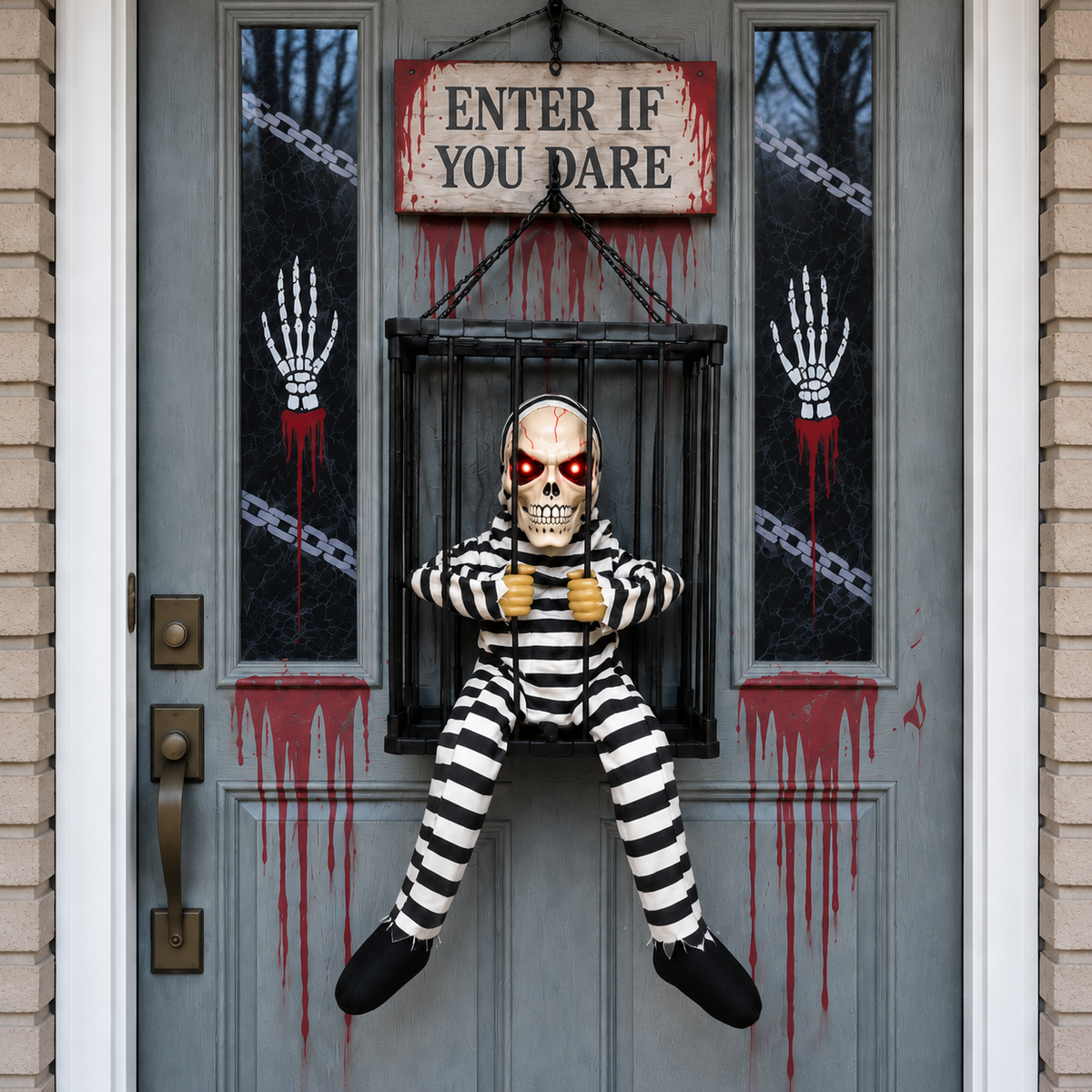 Animated Hanging Skeleton Cage – Haunted Prisoner