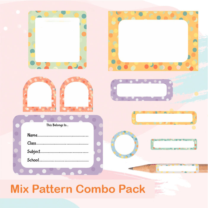 Assorted Mixed Pattern Name labels Pack