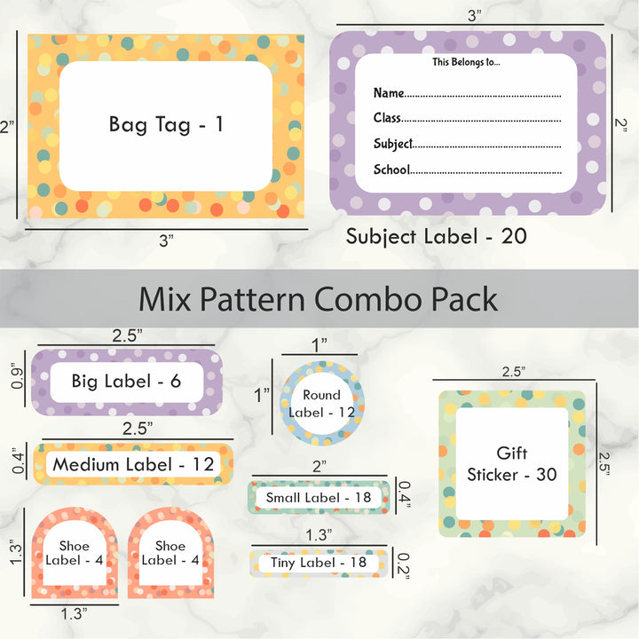 Assorted Mixed Pattern Name labels Pack