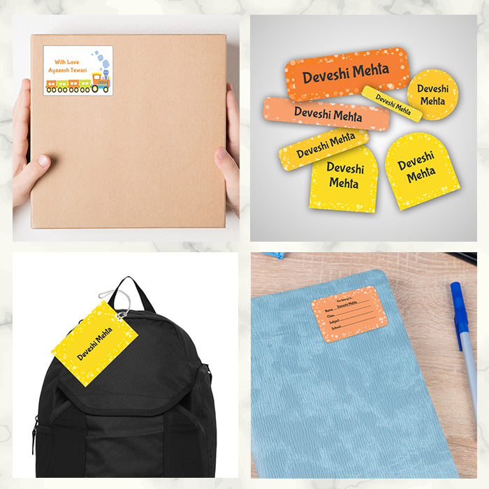 Assorted Yellow Confetti Name labels Pack