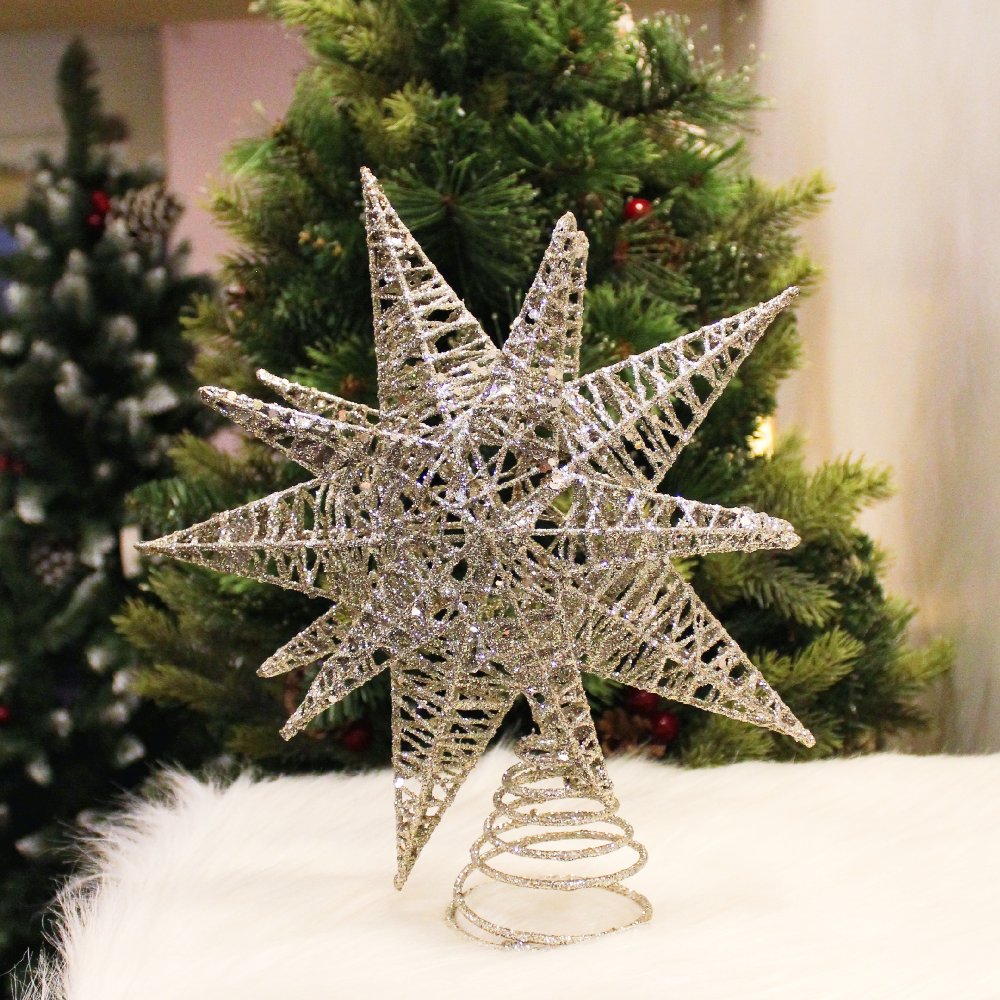 Babble Wrap Asterisk Silver Star Christmas Tree Top