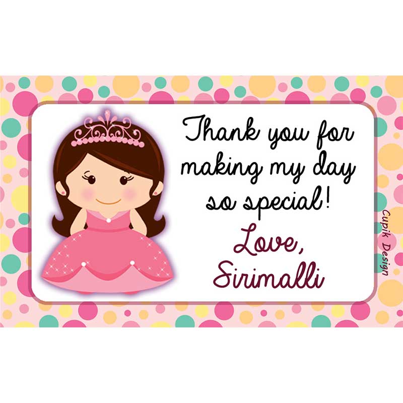 Pink Princess Return Gift Labels