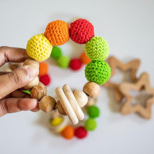 Wooden Crochet Ball Rattle