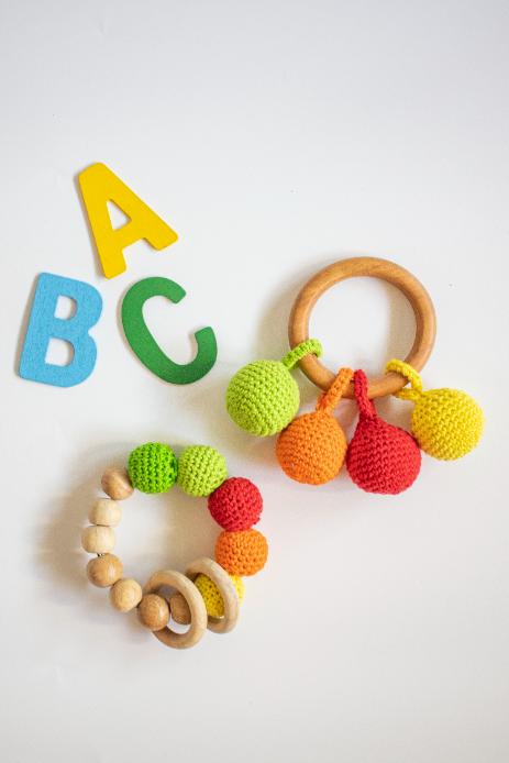 Wooden Crochet Ball Rattle & Teether