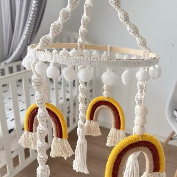 Babble Wrap Cot / Crib Mobile - Rainbow Macrame