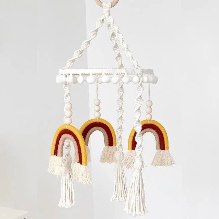 Babble Wrap Cot / Crib Mobile - Rainbow Macrame