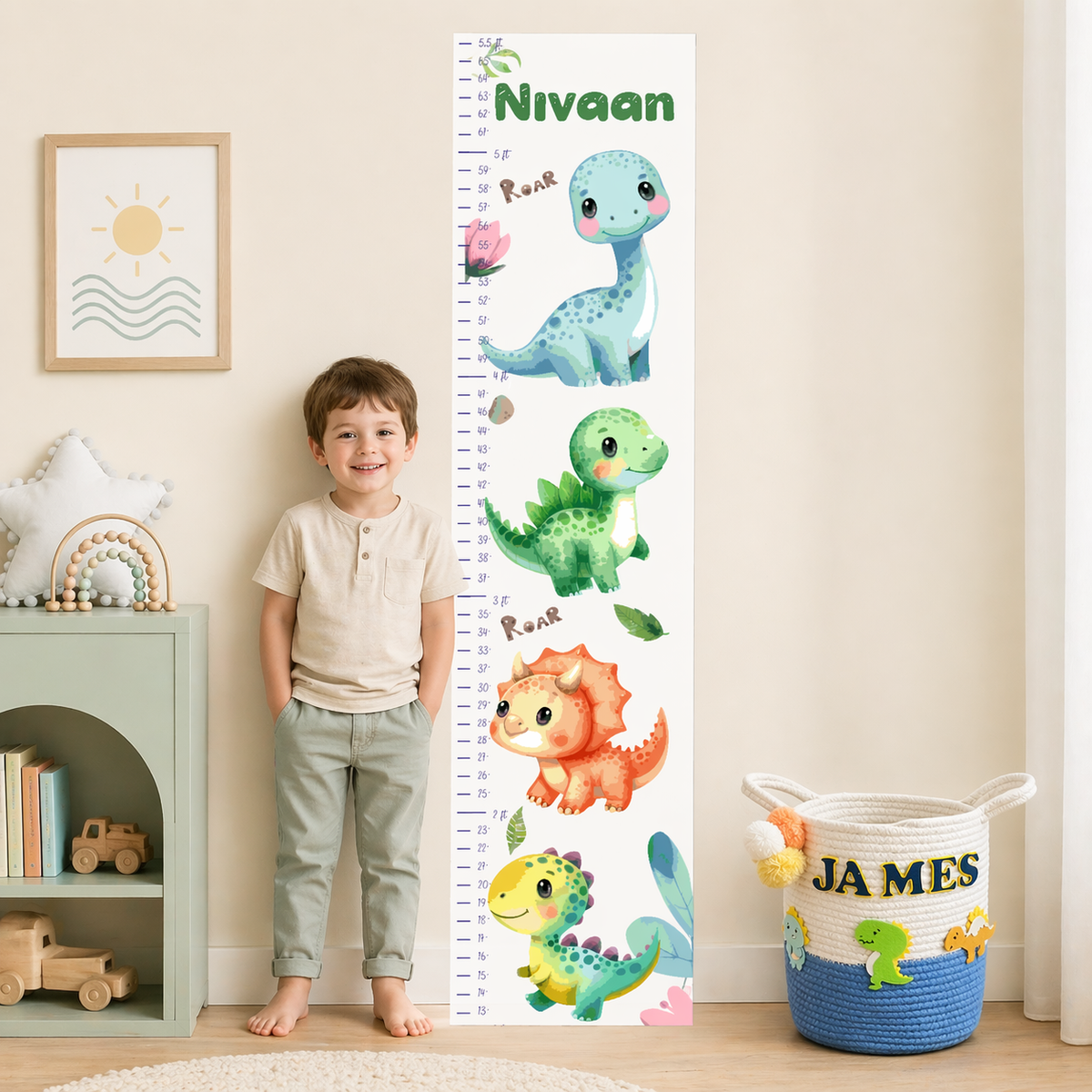 Babble Wrap Height Chart Wall Stickers - Dino Doze