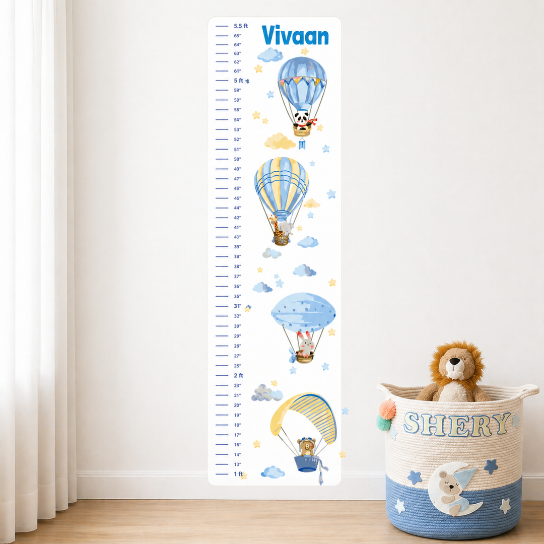 Babble Wrap Height Chart Wall Stickers - Hot Air Balloon