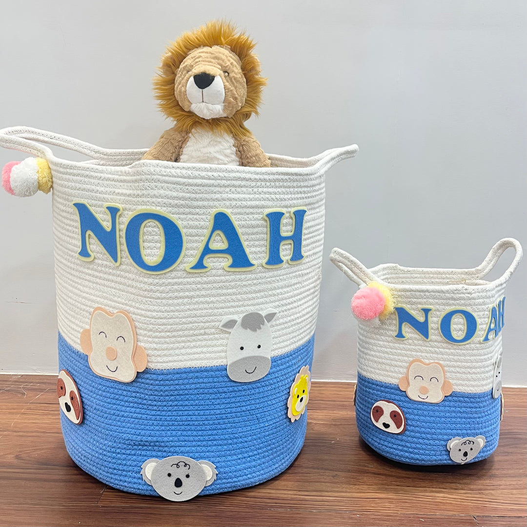 Babble Wrap Jute Cotton Storage Basket - Animal Adventure