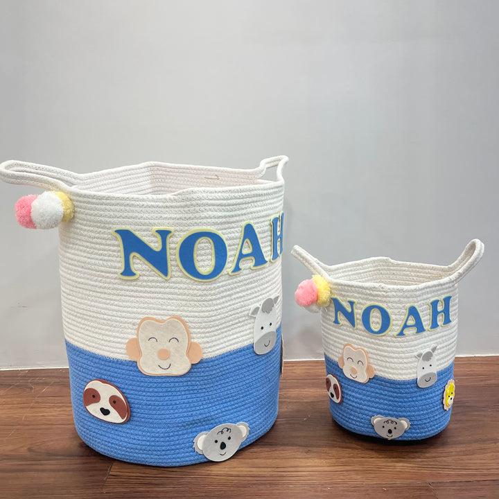 Babble Wrap Jute Cotton Storage Basket - Animal Adventure