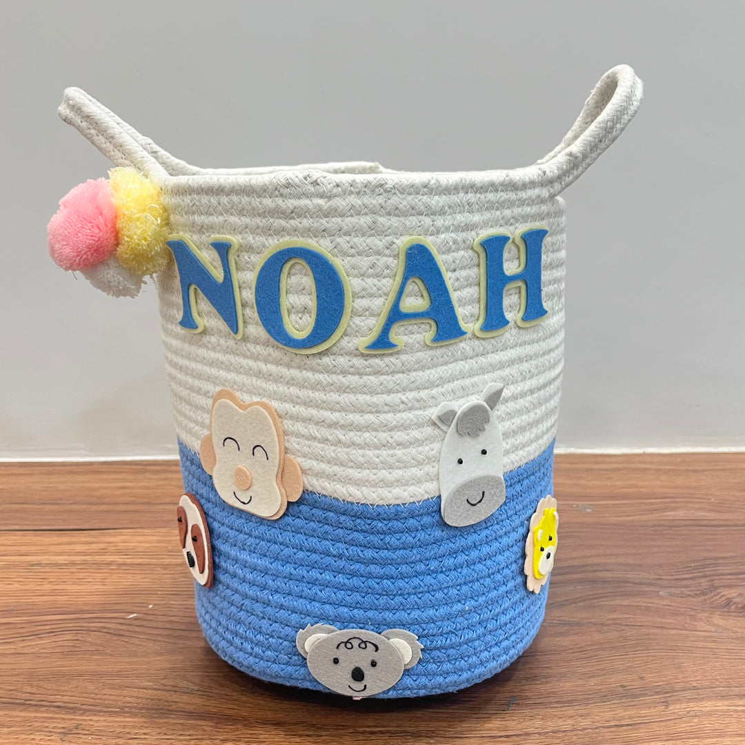 Babble Wrap Jute Cotton Storage Basket - Animal Adventure