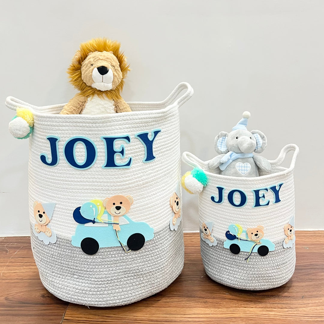 Babble Wrap Jute Cotton Storage Basket - Bear's Joyride