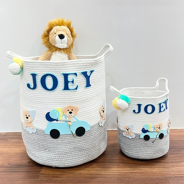 Babble Wrap Jute Cotton Storage Basket - Bear's Joyride