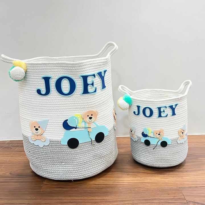 Babble Wrap Jute Cotton Storage Basket - Bear's Joyride