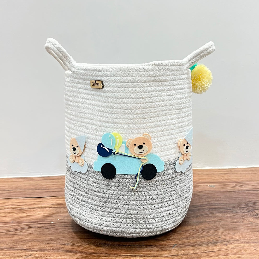 Babble Wrap Jute Cotton Storage Basket - Bear's Joyride