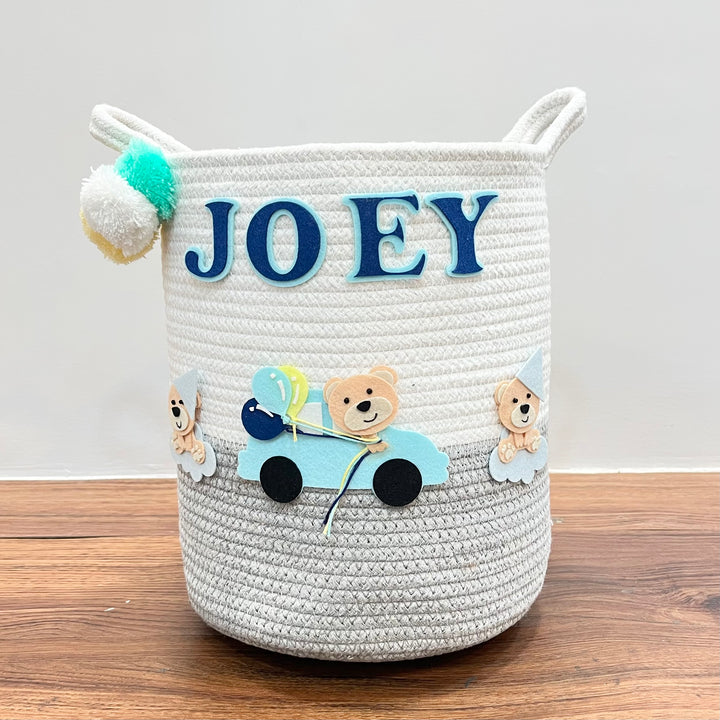 Babble Wrap Jute Cotton Storage Basket - Bear's Joyride