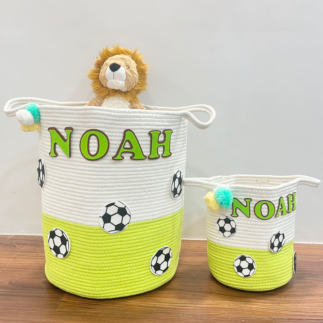 Babble Wrap Jute Cotton Storage Basket - Football Frenzy