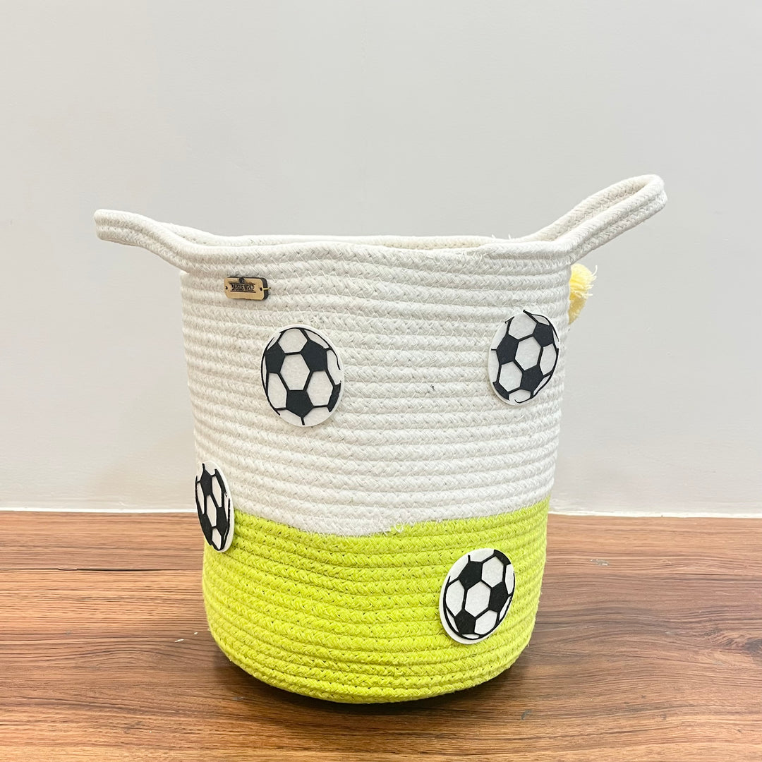 Babble Wrap Jute Cotton Storage Basket - Football Frenzy