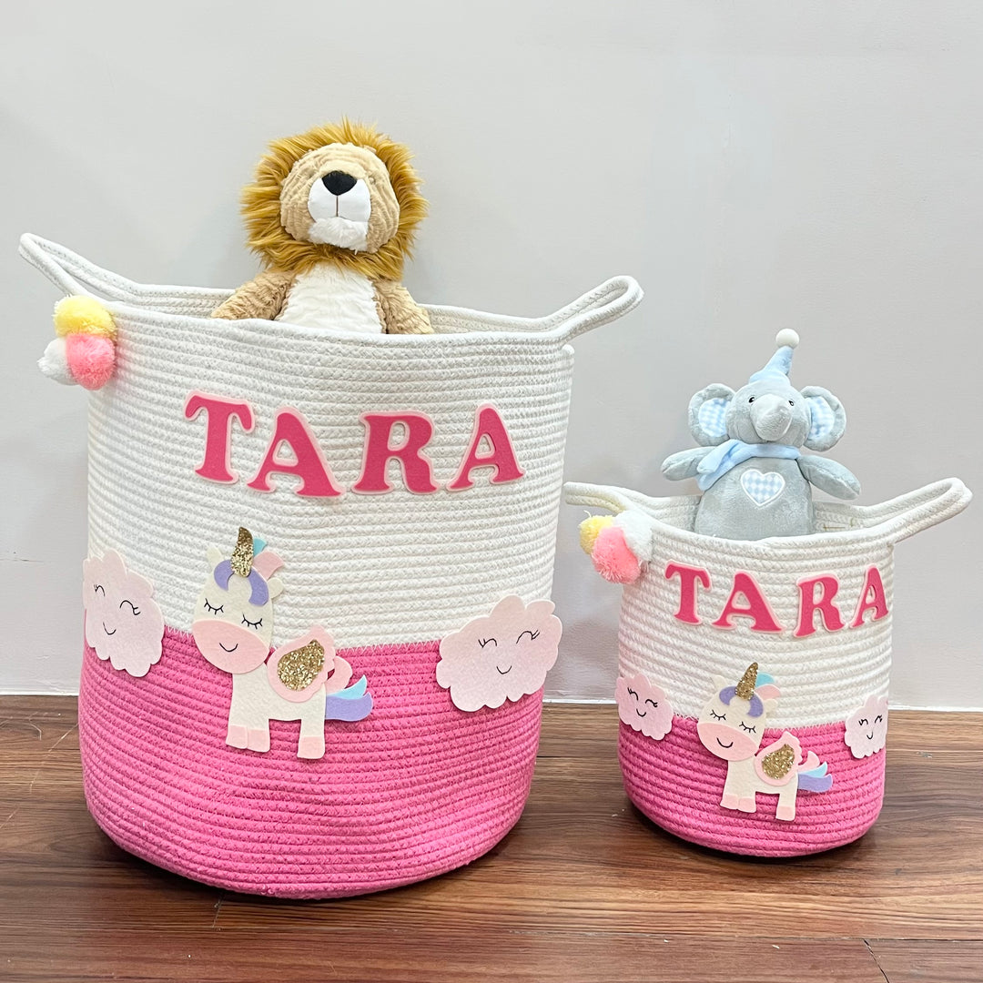 Babble Wrap Jute Cotton Storage Basket - Magical Unicorn